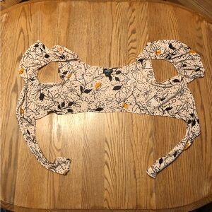 Angie Cropped Tie Front Flutter Sleeve Top - Size L